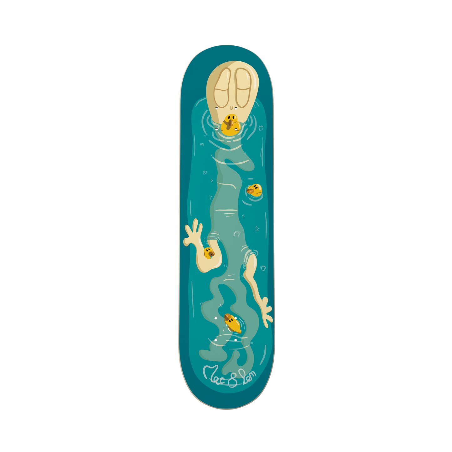 Planche de skate avec illustration - " duck's bath"