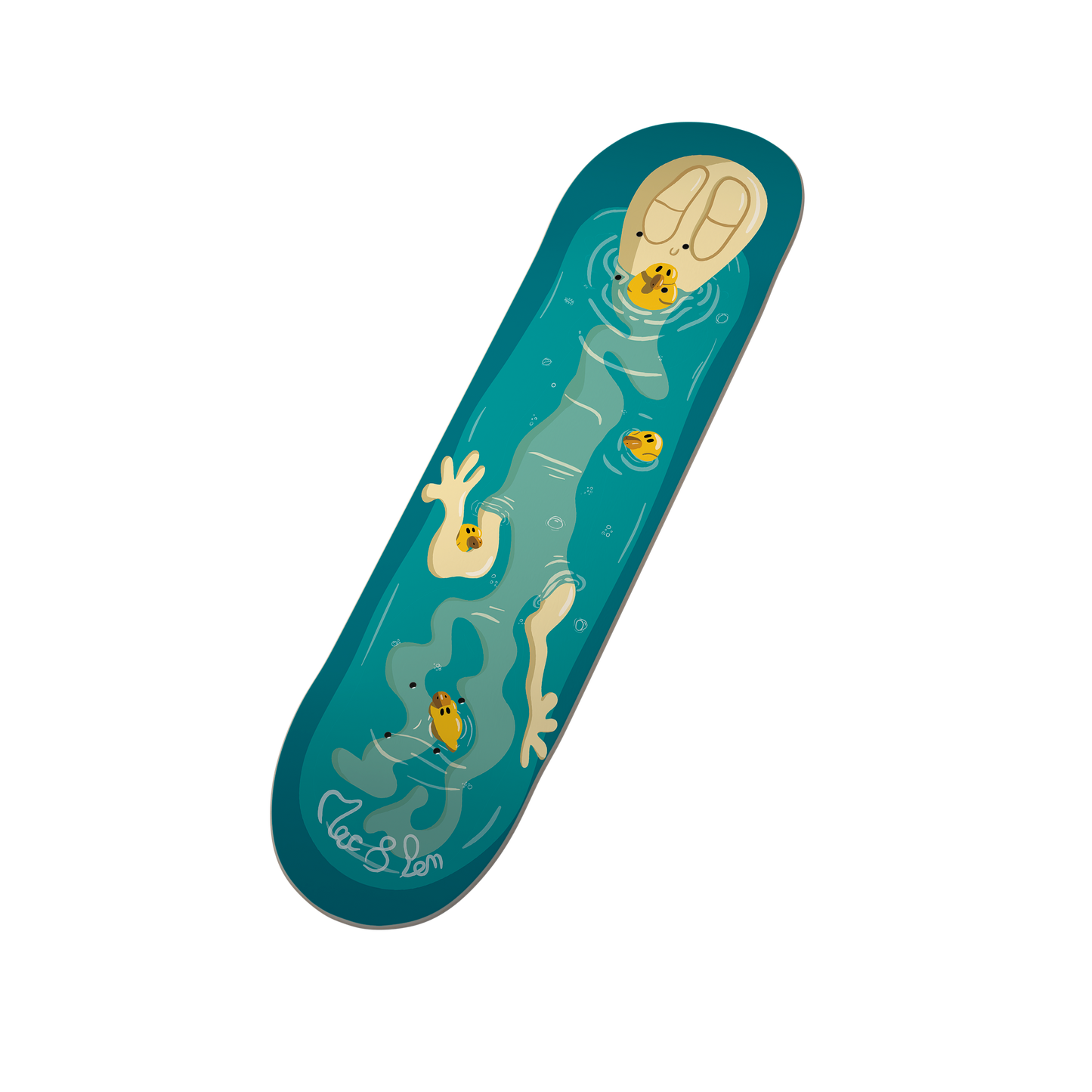 Planche de skate avec illustration - " duck's bath"
